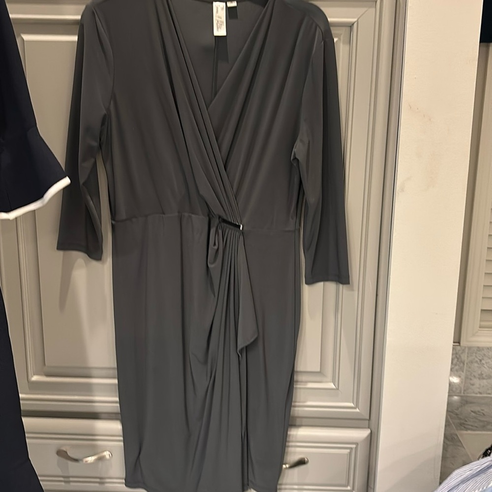 Dark gray, forgiving fabric, long sleeve dress XL